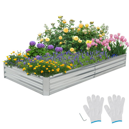 240 x 120 x 30 cm Galvanized Large Metal Raised Garden Bed-Silver
