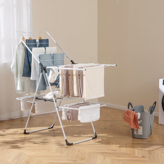 2-level Laundry Drying Rack with Height Adjustable Wings