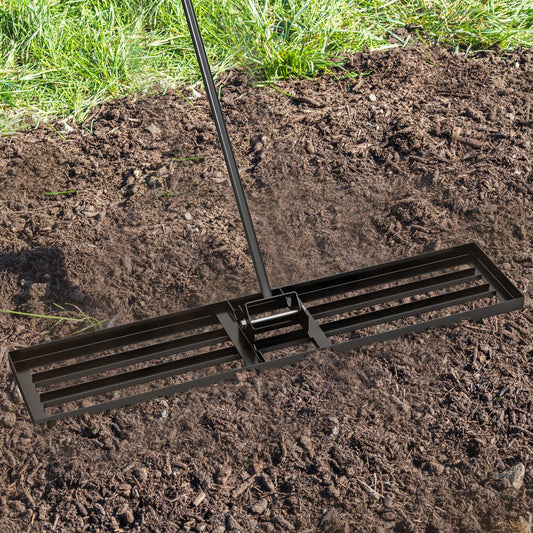 75/91/106 x 25cm Lawn Leveling Rak with Ergonomic Handle-117 x 25 cm-Black
