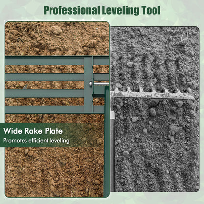 75/91/106 x 25cm Lawn Leveling Rak with Ergonomic Handle-117 x 25 cm-Green