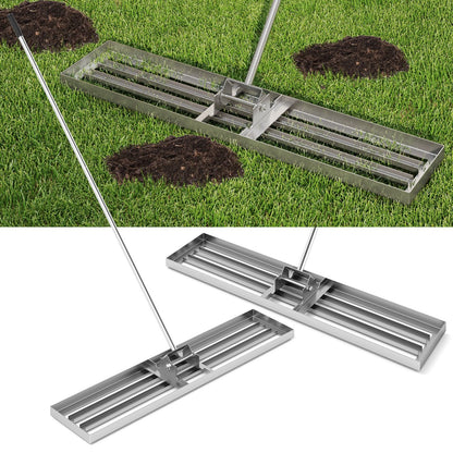 75/91/106 x 25cm Lawn Leveling Rak with Ergonomic Handle-117 x 25 cm-Silver