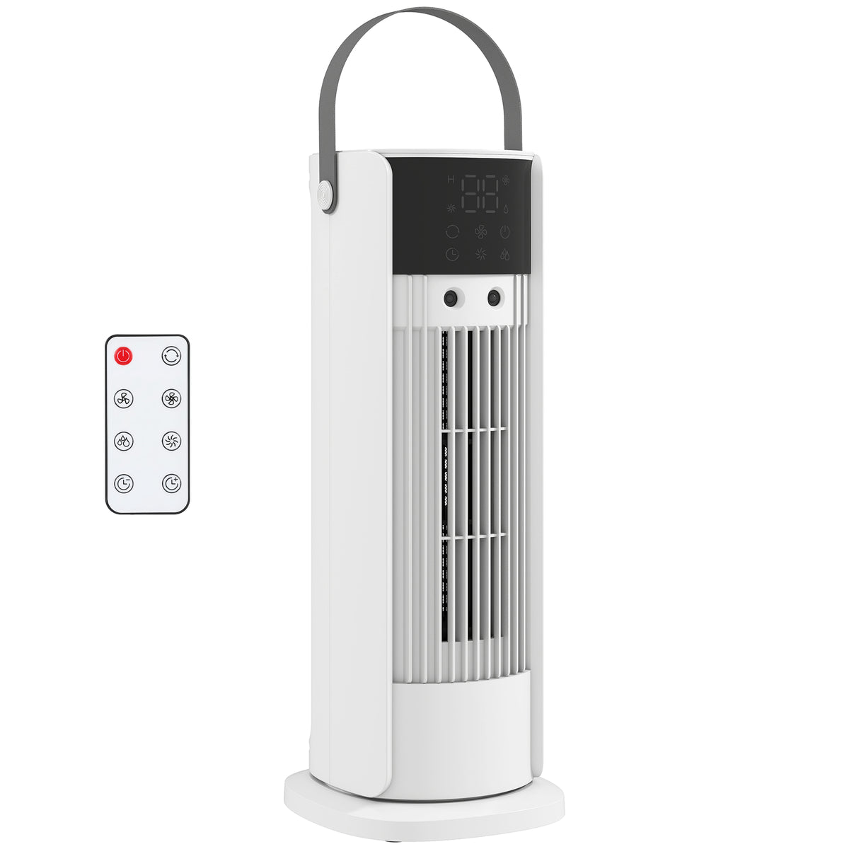 HOMCOM Tower Fan for Bedroom, 16 Inch Mist Desktop Fan with DC Motor, 3 Speeds, 90° Oscillation, 10H Timer, for Home Office