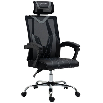 Vinsetto Office Chair Ergonomic Desk Chair with Rotate Headrest, Lumbar Support & Adjustable Height, 360¡ Swivel Computer Chair