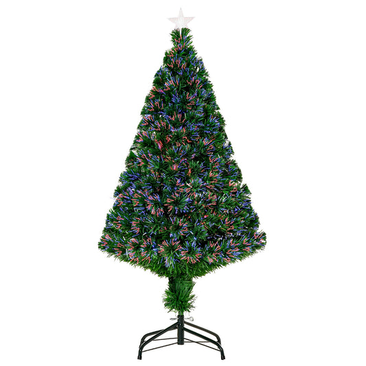 HOMCOM 4FT Pre-Lit Fibre Optic Artificial Christmas Tree Holiday Xmas DŽcor with Tree Topper Multi-Colour