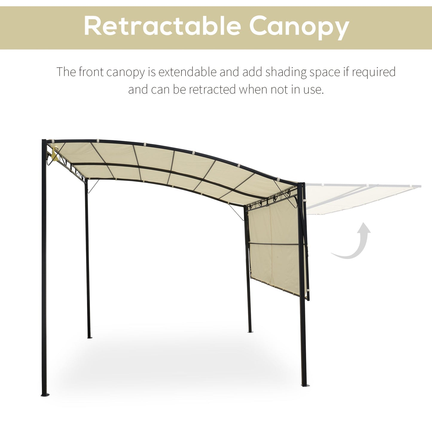 3 x 2.5 m Metal Pergola Wall Mounted Gazebo Door Canopy for Party Garden Sunshade with Extended Shelter, Cream White