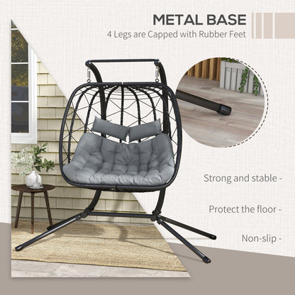 Outsunny Dwumiejscowy wiszący fotel Egg Frame Steel Frame - czarny