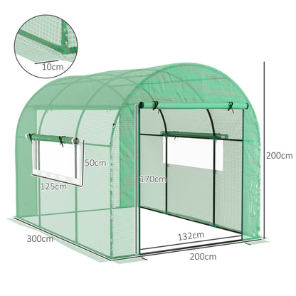 Outsunny 300 x 200cm Tunel foliowy typu walk-in - zielony