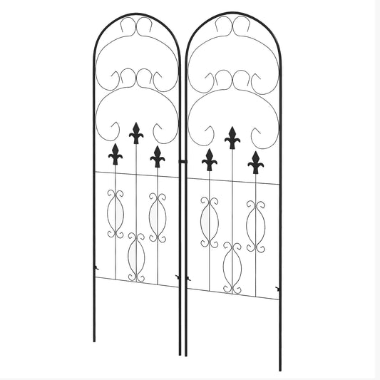 Outsunny Metal Trellis Set of 2, Garden Trellis for Climbing Plants Support Frames, Scrolls Design