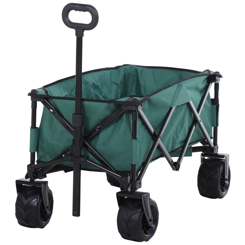 Outsunny Folding Metal Frame Garden Trolley - Green