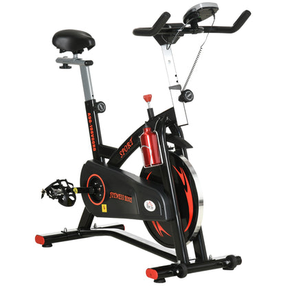 HOMCOM Stationary Exercise Bike, with 10KG Flywheel, Phone Holder - Red