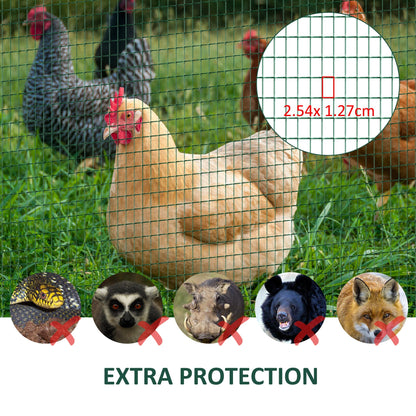 Pawhut PVC Coated Welded Wire Mesh Fencing Pet Rabbit Chicken Poultry Aviary Fence Run Hutch 30m Dark Green