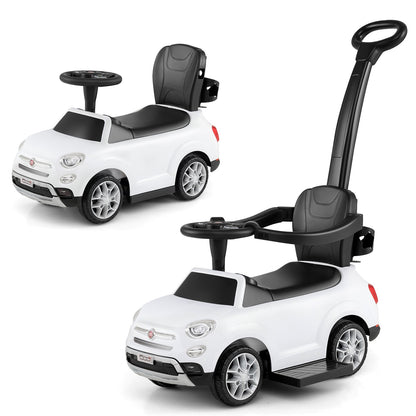 Licensed FIAT Ride On Car 2-in-1 Push Car with Removable Handle-White