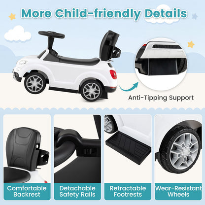 Licensed FIAT Ride On Car 2-in-1 Push Car with Removable Handle-White
