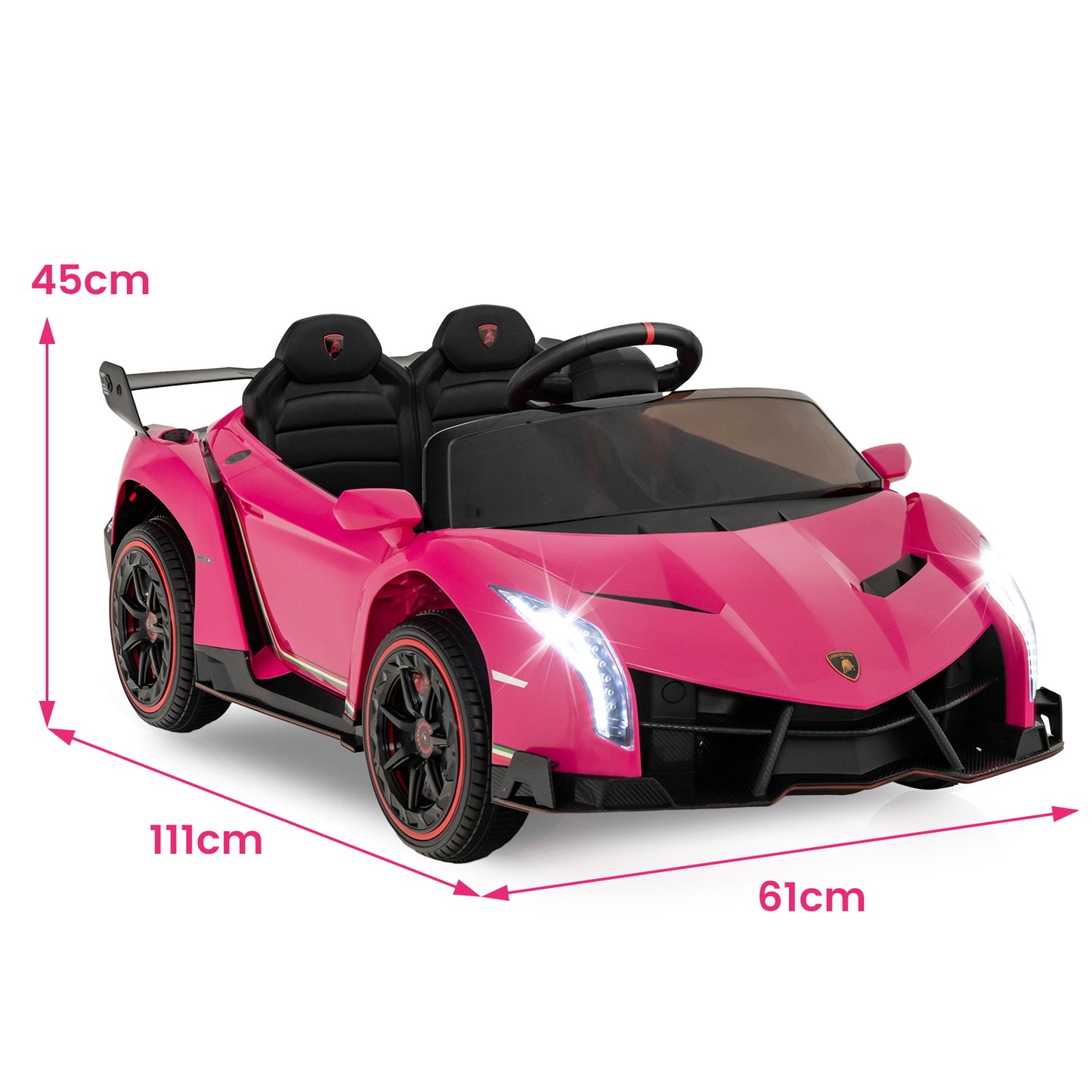 4WD Kids Ride On Sports Car Lamborghini with Taillights-Pink