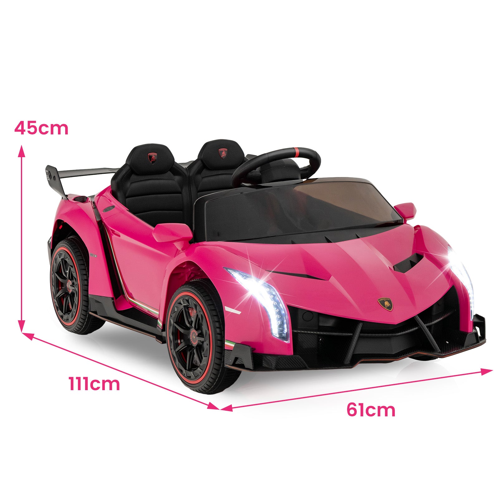 4WD Kids Ride On Sports Car Lamborghini with Taillights-Pink