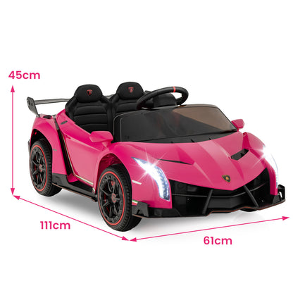 4WD Kids Ride On Sports Car Lamborghini with Taillights-Pink