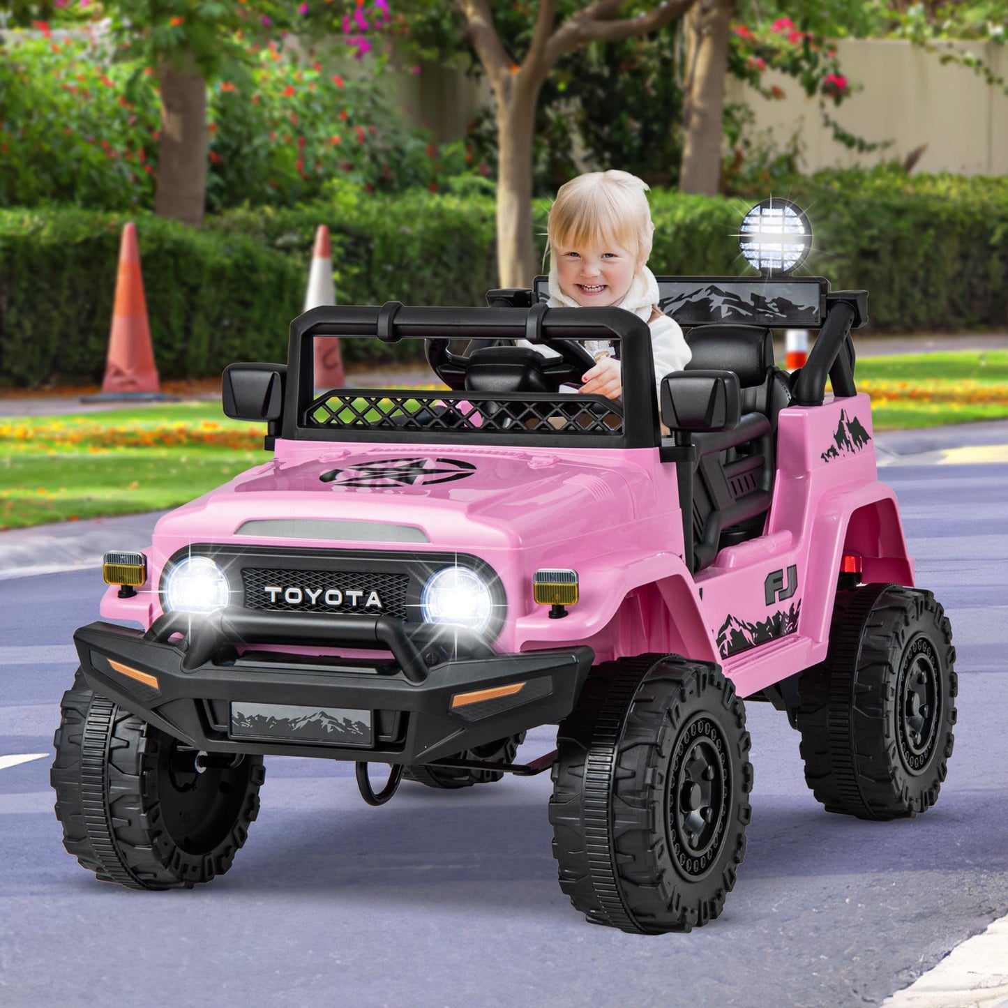 12V 7Ah Licensed Toyota FJ Cruiser Electric Car with Remote Control-Pink