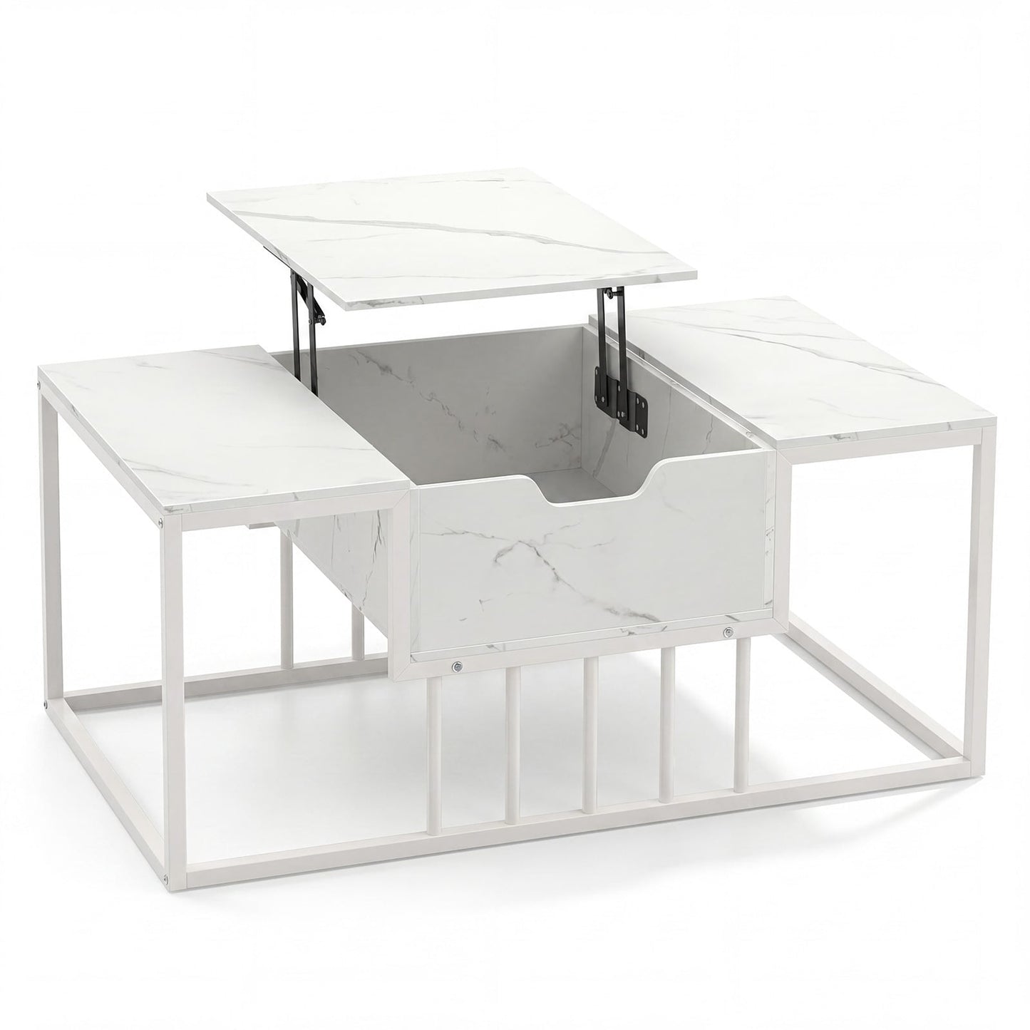 Lift Top Coffee Table Modern Center Table with Hidden Storage Compartment-White