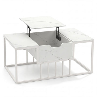 Lift Top Coffee Table Modern Center Table with Hidden Storage Compartment-White