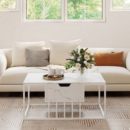 Lift Top Coffee Table Modern Center Table with Hidden Storage Compartment-White
