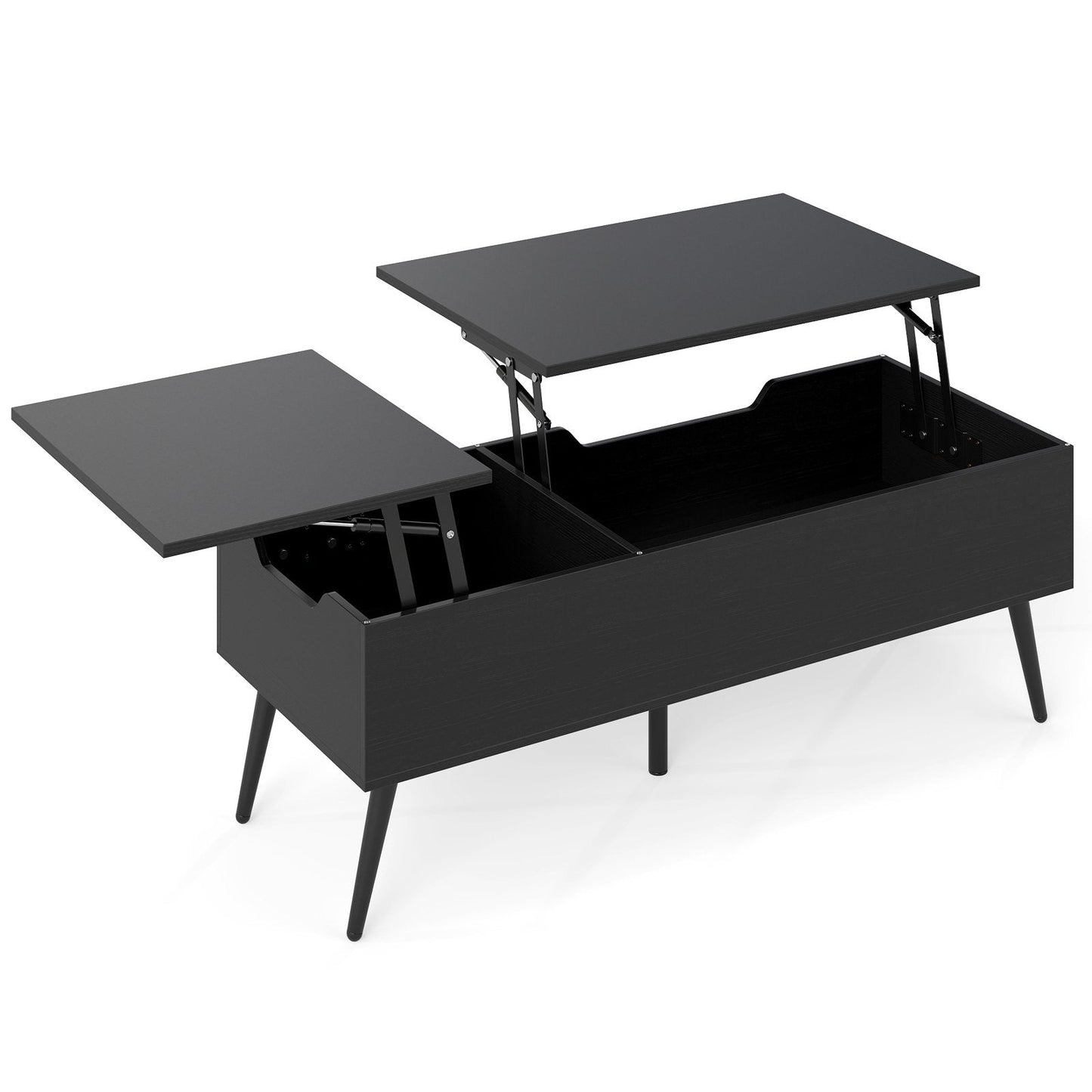 Lift Top Coffee Table Modern Center Table with 2 Hidden Storage Compartments-Black