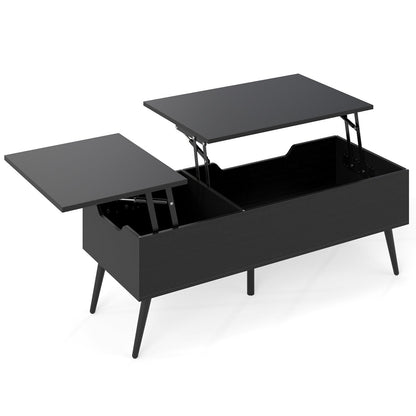Lift Top Coffee Table Modern Center Table with 2 Hidden Storage Compartments-Black