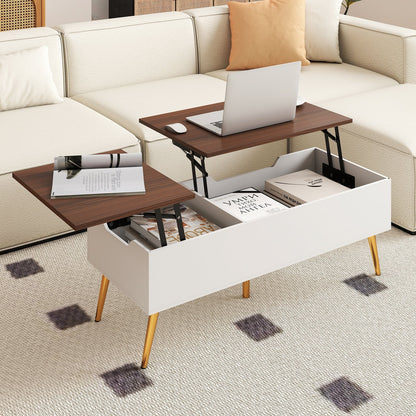 Lift Top Coffee Table Modern Center Table with 2 Hidden Storage Compartments-Walnut