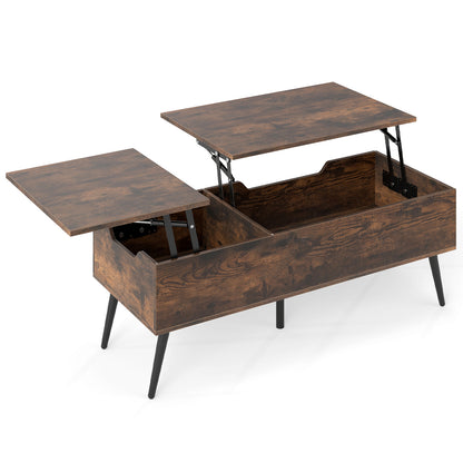 Lift Top Coffee Table Modern Center Table with 2 Hidden Storage Compartments-Rustic Brown