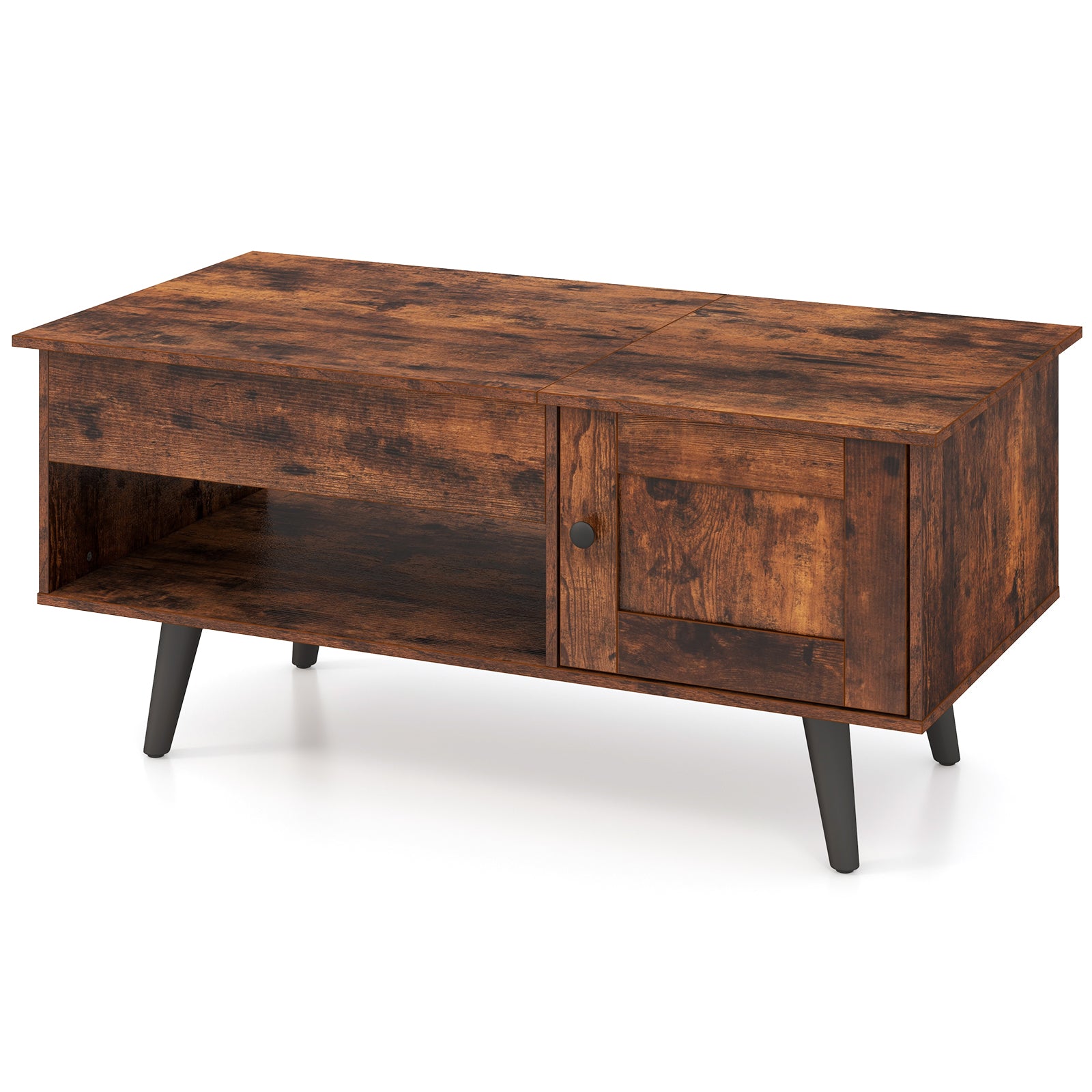 Lift Top Coffee Table with Storage Living Room Table with Hidden Compartment-Rustic Brown