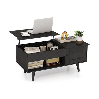 Lift Top Coffee Table with Storage Living Room Table with Hidden Compartment-Black