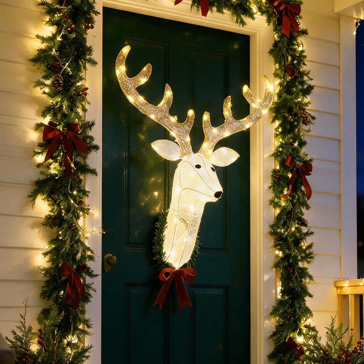 Lighted Christmas Wall Decoration Reindeer Head for Holiday Decor