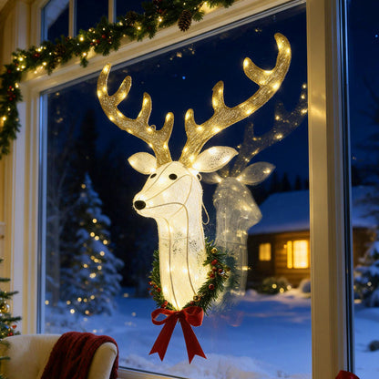 Lighted Christmas Wall Decoration Reindeer Head for Holiday Decor