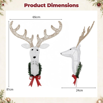 Lighted Christmas Wall Decoration Reindeer Head for Holiday Decor