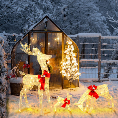 3 Pieces Lighted Reindeer Family Set with 230 LED Lights and Stakes