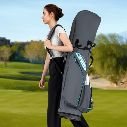 Lightweight Golf Cart Bag with 14-Way Divider Top and Cooler Pocket-Grey