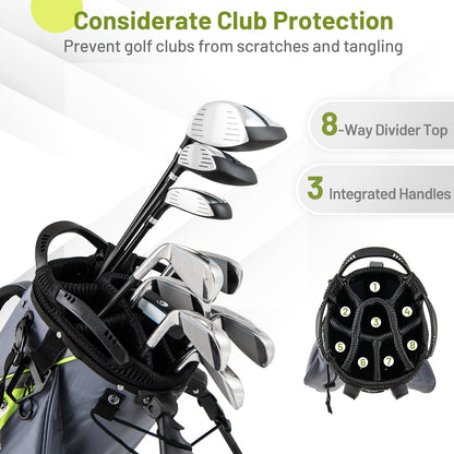 Lightweight Golf Stand Bag with 8 Way Top Dividers-Grey