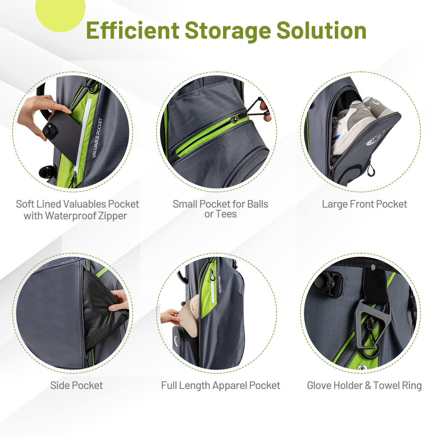 Lightweight Golf Stand Bag with 8 Way Top Dividers-Grey