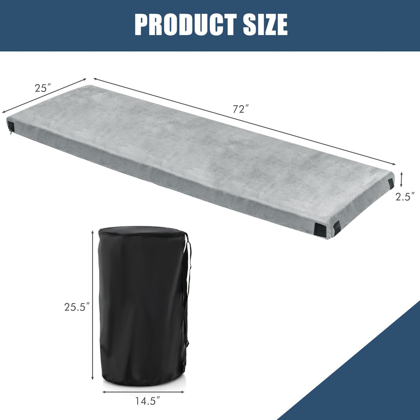Waterproof Roll up Lightweight Memory Foam Camping Mattress with Carrying Bag-Grey