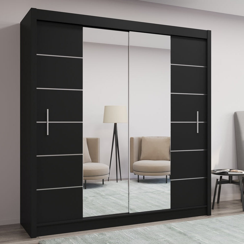 Luzern Sliding Door 203cm Mirror Wardrobe - Grey