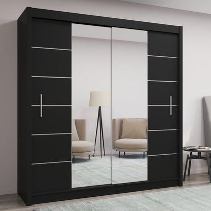 Luzern Sliding Door 203cm Mirror Wardrobe - White