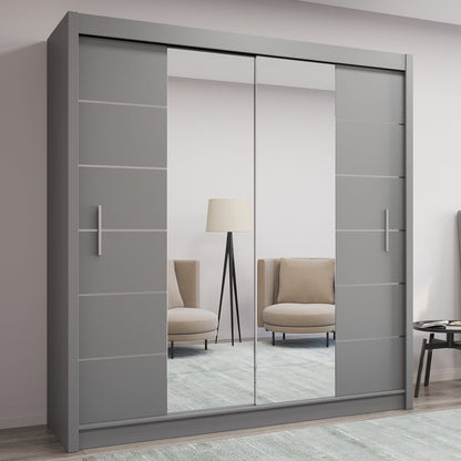 Luzern Sliding Door 203cm Mirror Wardrobe - White