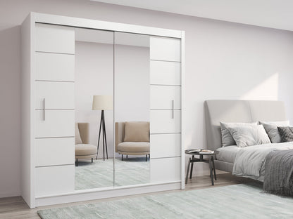 Luzern Sliding Door 203cm Mirror Wardrobe - Grey