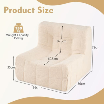Living Room Set with Armless Upholstered Lazy Floor Sofa and Ottoman