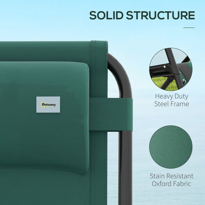 Outsunny Zero Gravity Lounger Chair Set of 2, składany rozkładany fotel ogrodowy z wyściełanym siedziskiem, uchwytem na kubek, miękką poduszką i zagłówkiem do użytku przy basenie, kempingowy, zielony