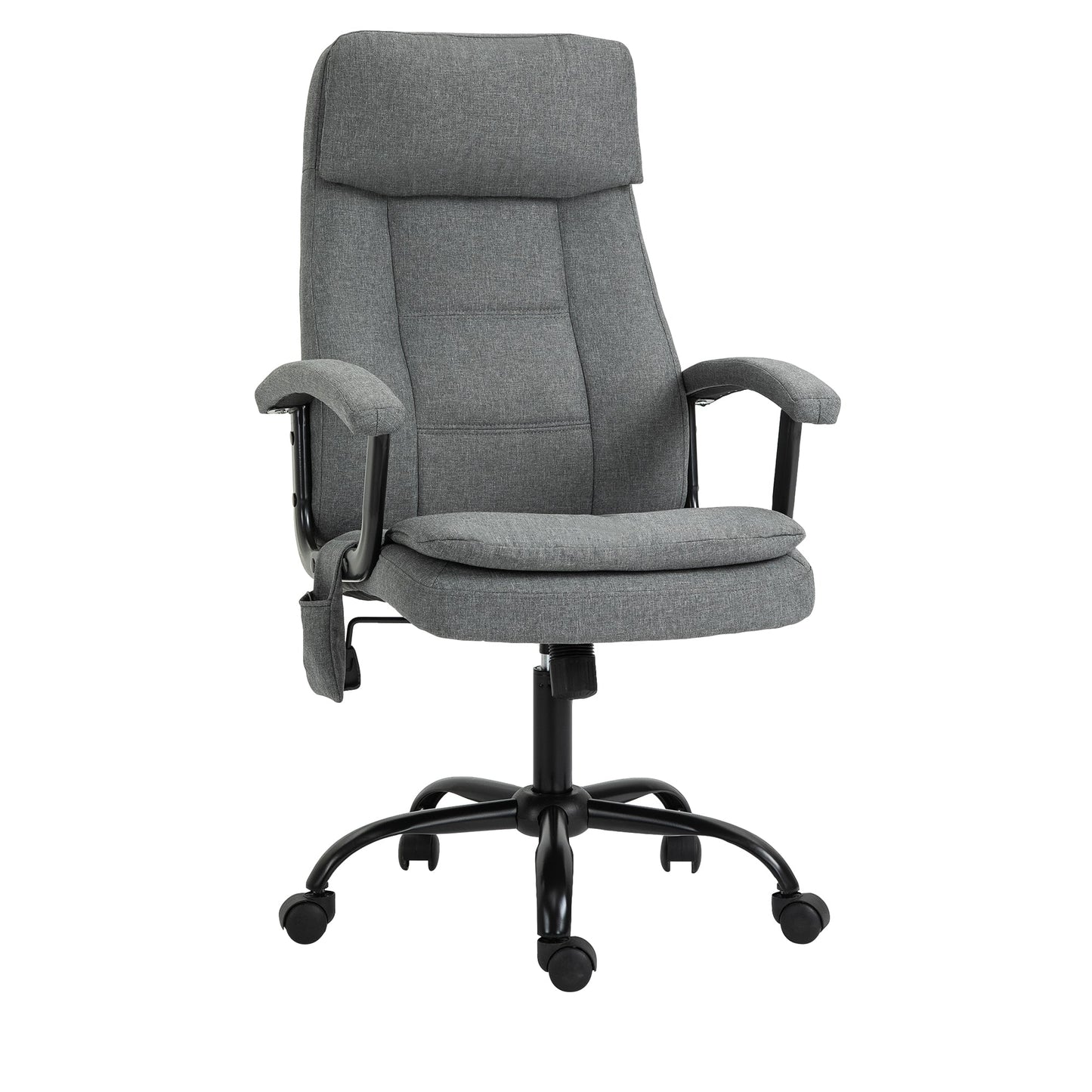 Vinsetto Office Chair, Linen Fabric Desk Chair with 2 Point Massage in Lumbar, Adjustable Height, Rolling Wheels, Grey