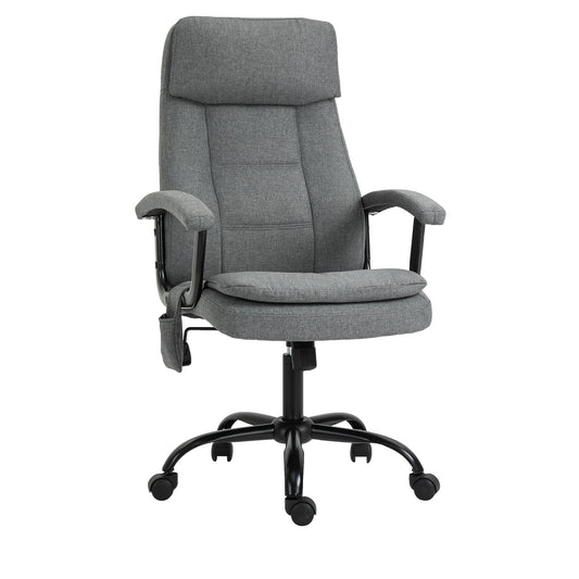 Vinsetto Office Chair, Linen Fabric Desk Chair with 2 Point Massage in Lumbar, Adjustable Height, Rolling Wheels, Grey