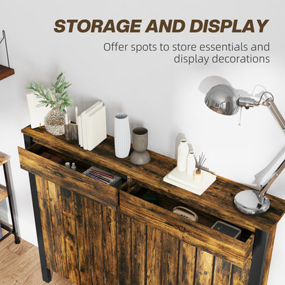 HOMCOM 93 x 119cm Rustic-Look Radiator Cover - Brown/Black