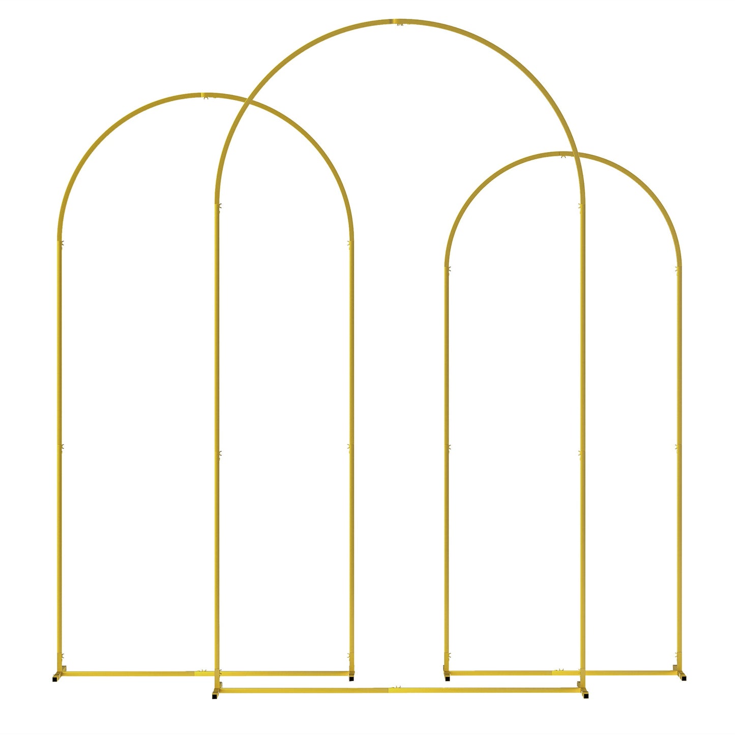 Outsunny Wedding Arch Frame Set, 2.2, 2, 1.8 m Metal Arch Backdrop Stand Set of 3, Balloon Arch Stand Set for Birthday Party, Bridal Shower, Graduation, Ceremony, Banquet Decorations, Gold Tone