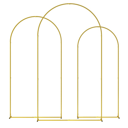 Outsunny Wedding Arch Frame Set, 2.2, 2, 1.8 m Metal Arch Backdrop Stand Set of 3, Balloon Arch Stand Set for Birthday Party, Bridal Shower, Graduation, Ceremony, Banquet Decorations, Gold Tone