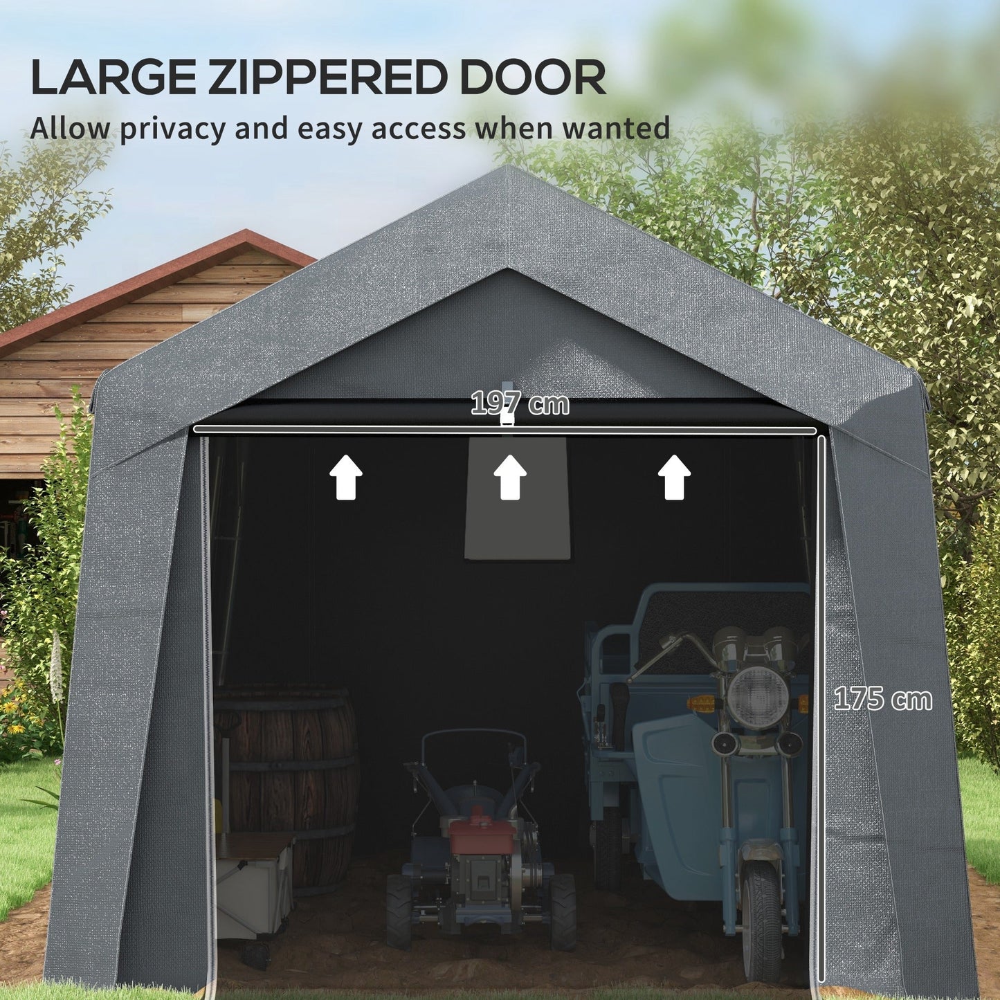 Outsunny 3 x 3(m) Waterproof Portable Shed, Garden Storage Tent with Ventilation Window, for Bike, Motorbike, Garden Tools